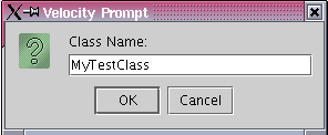 Velocity prompt dialog